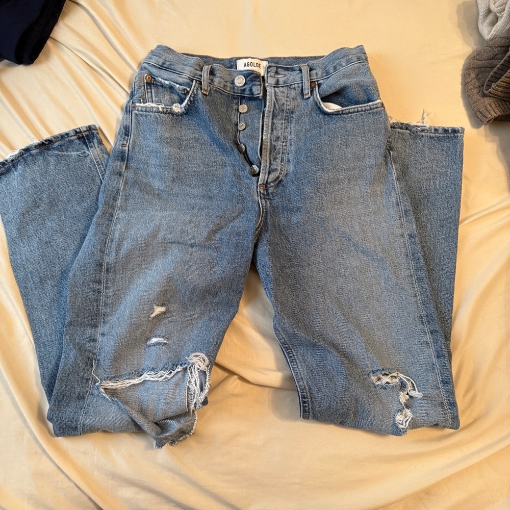 AGOLDE Women's Blue Distressed Jeans